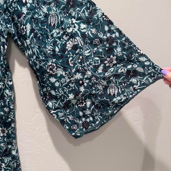 Sundance Green Black Floral Lightweight Flowy Dress Sz Small Petite - Picture 4 of 8